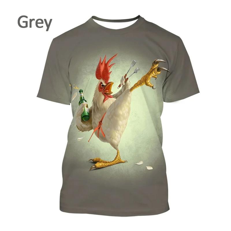 Cute Chicken Pattern T-Shirt For Men Animal 3D Printing T Shirts Summer Fashion Women Round Neck Short-Sleeve Loose Tops Tees