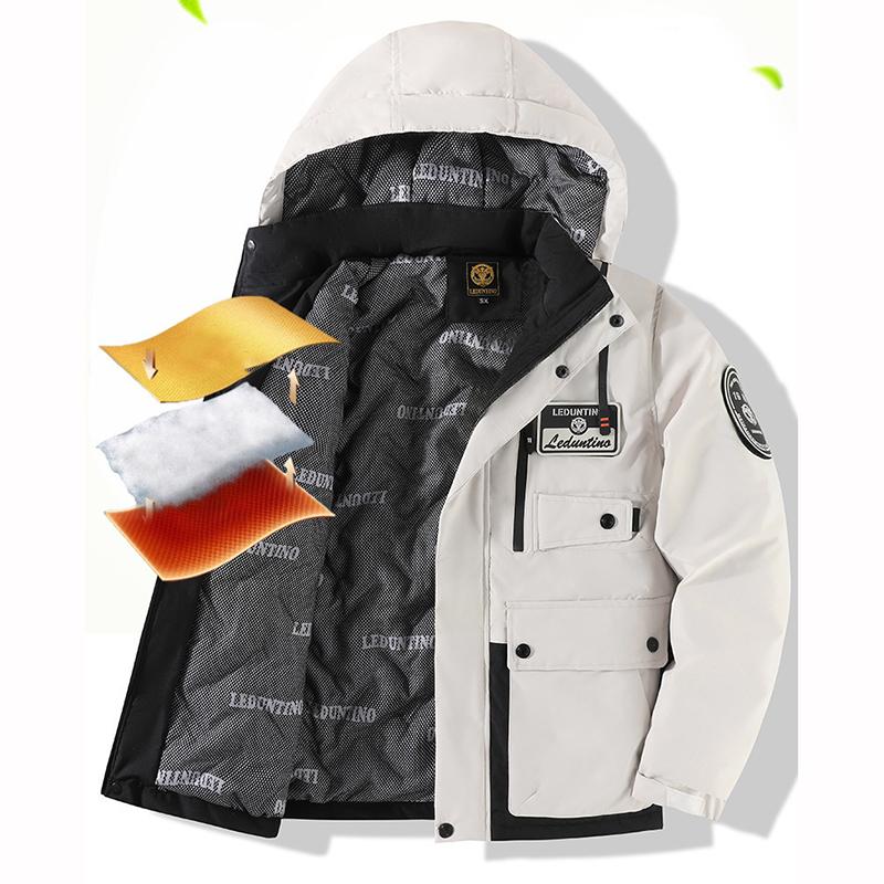 Men's Thick Padded Jacket Outdoor Warm Winter Men's Hooded Jackets Waterproof