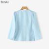 ZANZEA Women Casual V-Neck Solid Color 3/4 Sleeve Blouse