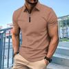Men's Polo Shirt Zipper Solid Color Short Sleeved T-shirt