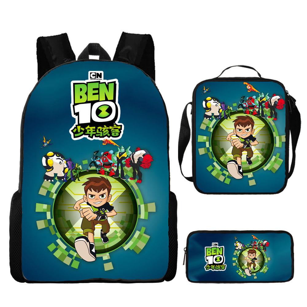 Less Hacker Backpack Ben 10 Student School Bag Anime Cartoon Backpack Lunch Bag Satchel Pencil Case