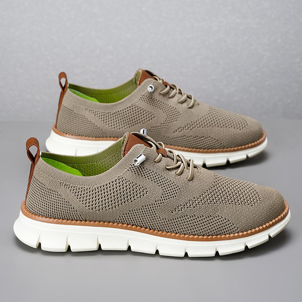 Men's Casual Knit Sneakers Lightweight Breathable Slip-On Athletic Shoes with Flexible Sole and Lace-Up Design for Everyday Wear