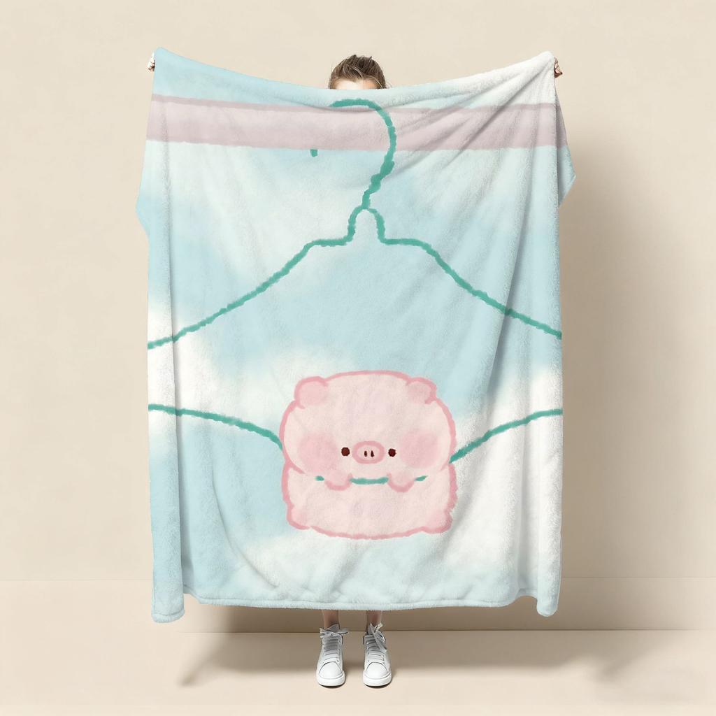 Best Seller Pink Pig Pattern pink Blanket Cute Cartoon Custom Print Blanket for Bedroom Sofa Living Room Home Decor Gift Use