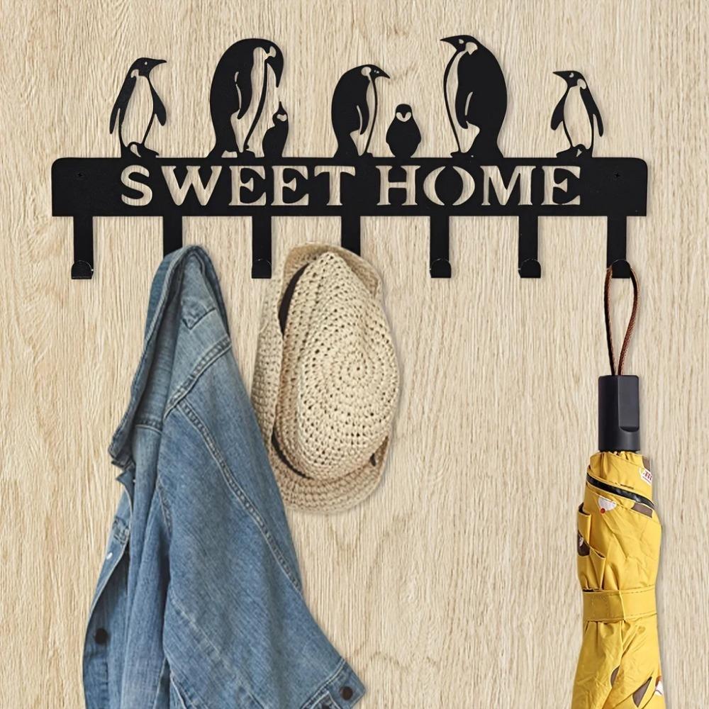 Iron Wall Hooks Set: Arctic Bird Design Key Coat Rack for Door Balcony