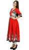 Bimba Women Long Flaired Kurti Red Cotton India Custom Clothing Designer Kurta Boho Chic