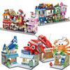 For Retail Store Architecture City Miniature Street VieBuilding Blocks House Food Shop Cafe Dinr Restaurant Model Toys