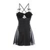 Women's Plus Size Push Up Padded Backless Cami Sleep Dress with Robe Lounge Set
