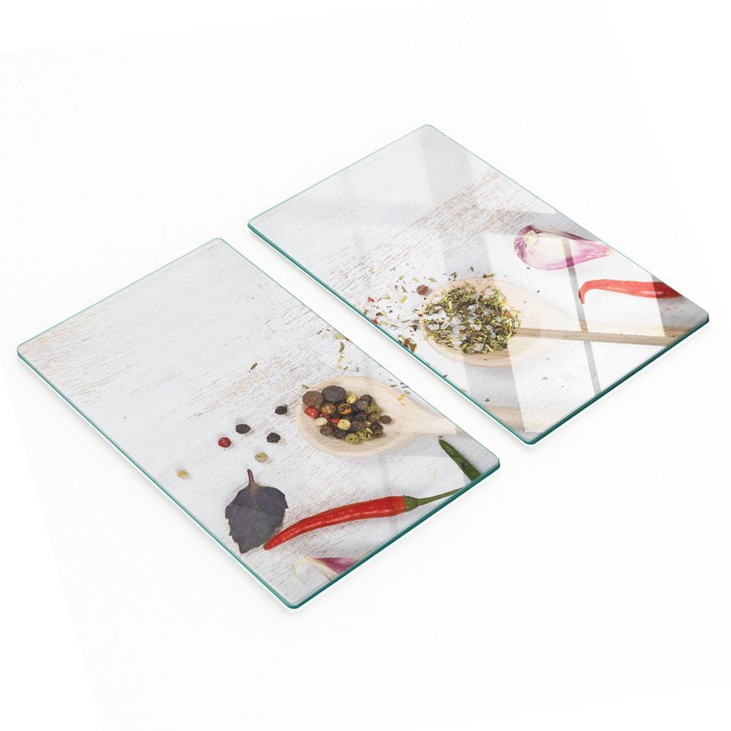 Set of Two Glass Kitchen Boards for Vegetables and Spices 2x30x52 cm