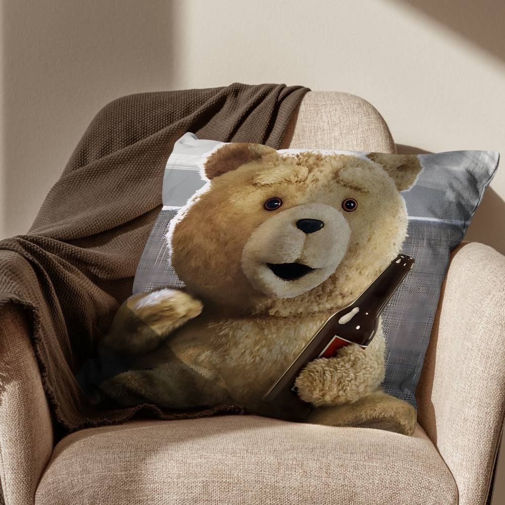 Movie Cute Ted Bear Pillow Case Antidustmite Pillowcase Invisible zipper silky short plush Sofa cushion cover
