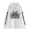 2022 Cross-border Gothic Zipper Sweater Skull Skeleton Printed Cardigan Jacket European and American Street Tide Large Size Hoodie