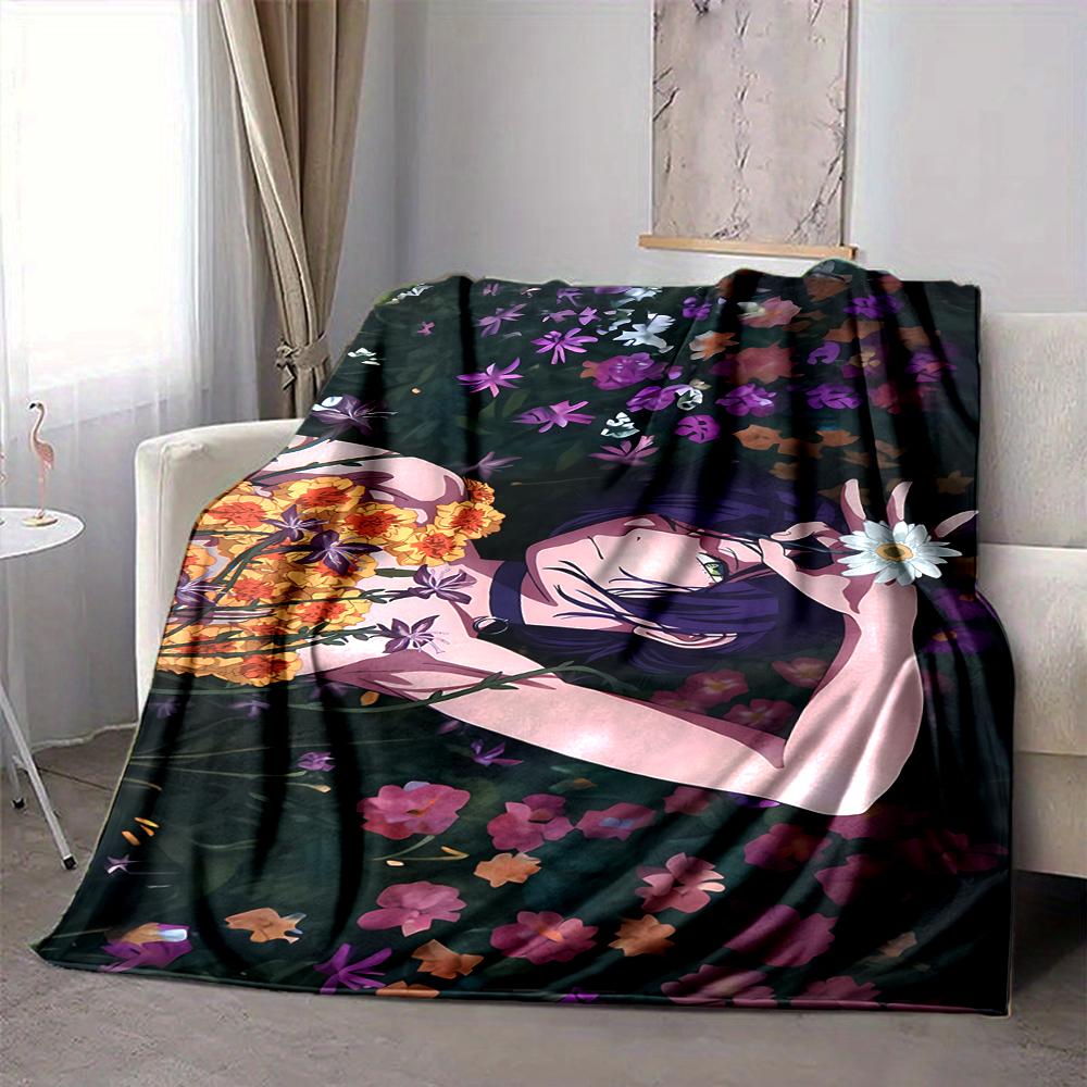 1Pc Floral Fantasy Garden Flannel Blanket, Soft And Comfortable, Casual Warm, Camping Travel, Christmas, Halloween Xmas Gift S1517