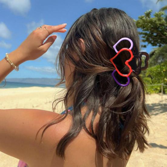 Heart-Shaped Hair Claw Non-slip Teeth Hollow Design Hairpin Large Size Back Head Shower Hair Claw Hair Styling Accessory