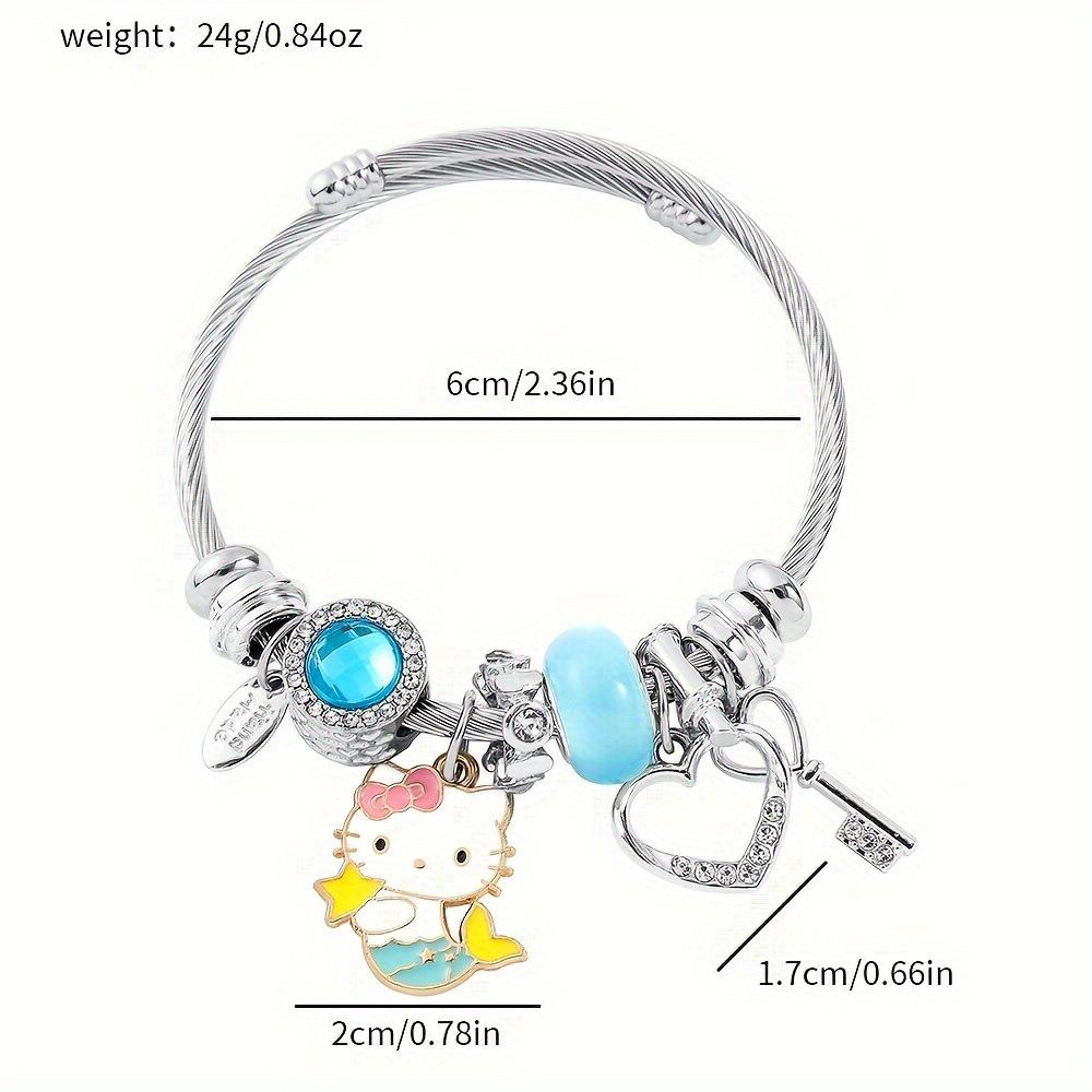 Hello Kitty Rosa Pandora Armband - Niedliches Cartoon-Katzen-Charme-Bügelarmband Schmuck