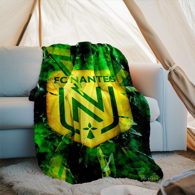 1PC Fc Nan-tes Crest Design Printed Soft Flannel Blanket Throw for Adult Bedroom Living Room Sofa Camping Travel Fan gifts Christmas Gifts