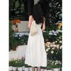 White V-neck suspender dress women's summer casual new thin seaside vacation waist dress