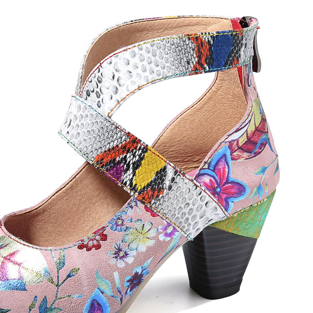 Sapatos Sandalias Socofy SOCOFY Sandalias De Cuña De Cuero Genuino