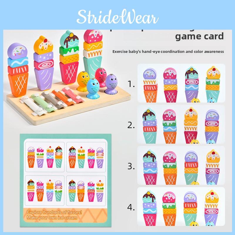 Wooden Ice Toy Cream Fishing Piano Playing Toys For Kids Educational Play