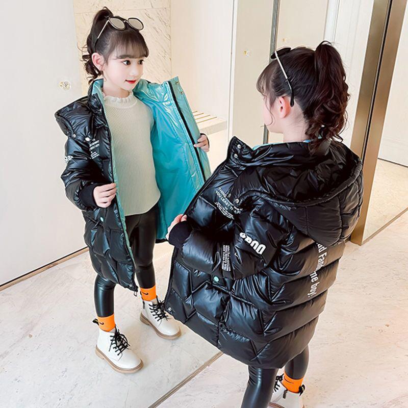 Autumn Winter Jacket for Girls Waterproof Hooded Shiny Thick Warm Girl Outerwear Coat Kids Teenages Girl Parka
