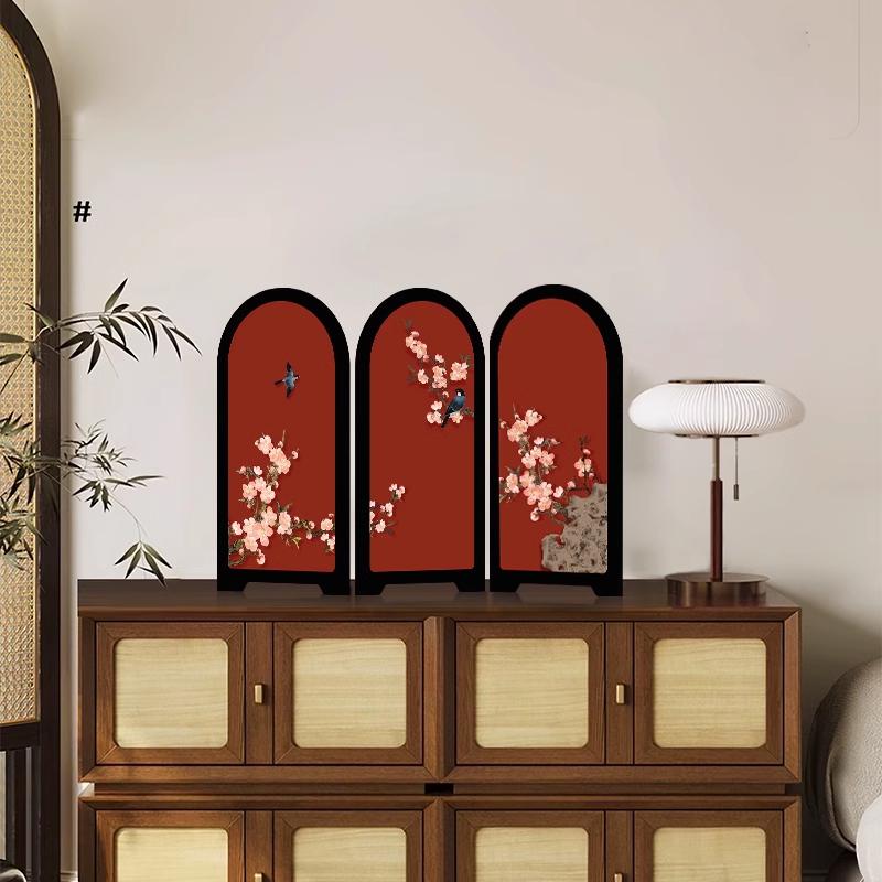 Vintage Bamboo Ink Pattern Desktop Ornament - Retro Chinese Style Decoration