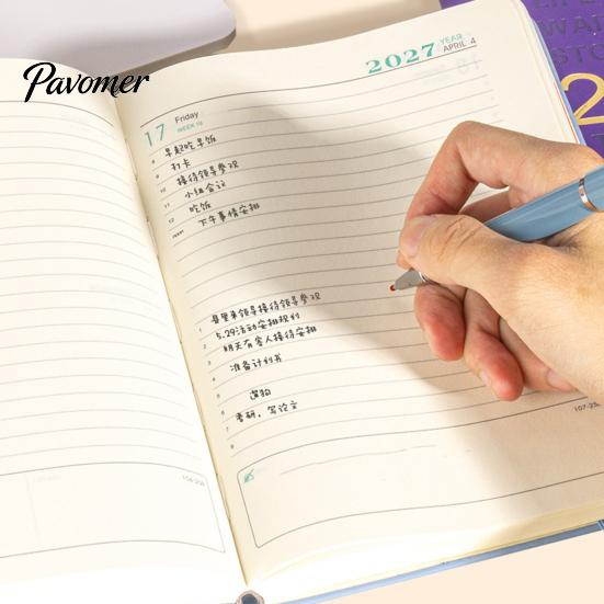 Business Notebook with Pen Holder 2027 English Weekly Planner A5, 320 Page Schedule Elastic Academic Calendar for School Band & Holder, Yearly