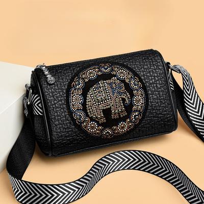 New Elephant Pattern Women's One-shoulder Diagonal Strap Bag Large Capacity Diamond-inlaid Mummy Bag