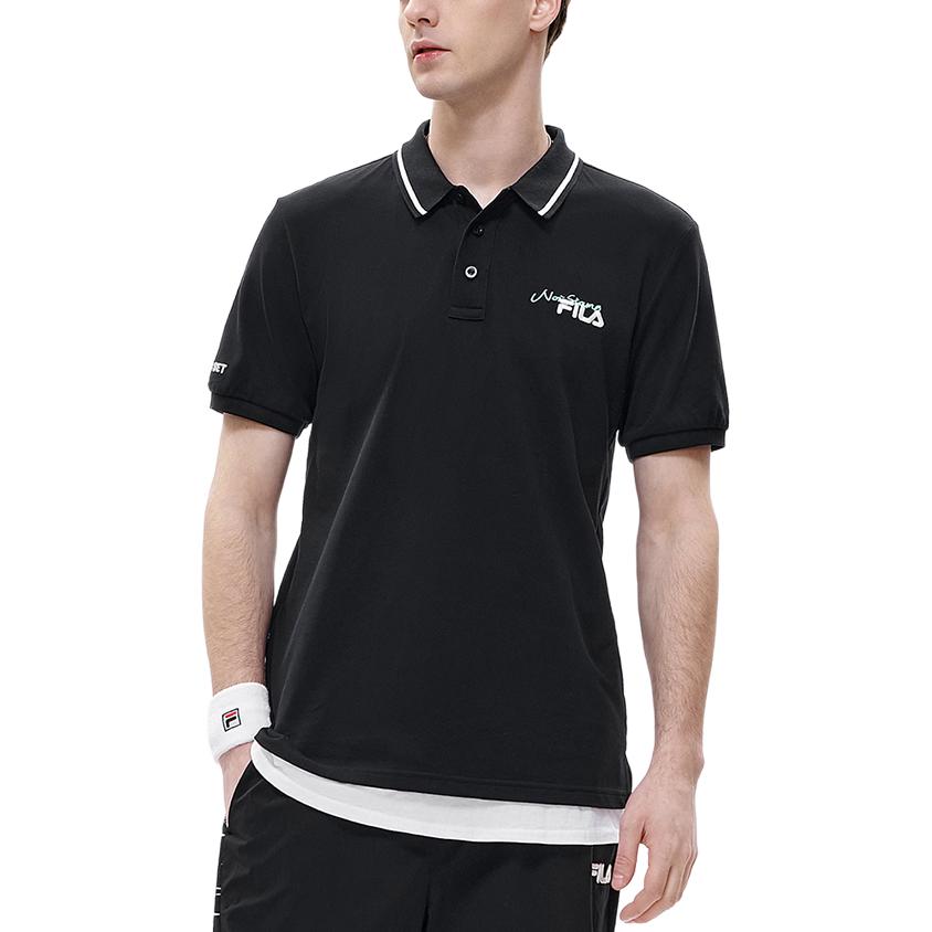 FILA FUSION Polo Shirts Men's Pitch Black Polo Collar Moderate Straight Fit T11M223101FBK
