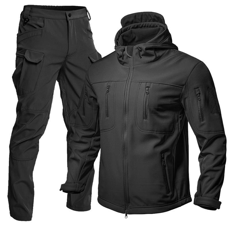 Camouflage Fleece-Lined Ski Suit: Water-Repellent Winter Jacket & Soft Shell Pants for Warmth and Cold Protection XXXL