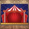 Colorful Balloons, Red Tents, Amusement Park Ferris Wheel - Polyester Fiber Photo Background Cloth and Party Banners