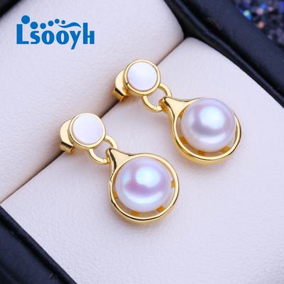 LSOOYH Natural Freshwater Pearl Earrings For Women Fashion Gold Color Stud Earrings Party Jewelry