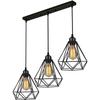 1/3 Heads E27 Pendant Light Bar Kitchen Retro Industrial Hanging Lamp Ceiling Chandelier Fixture Cage Modern Loft Home Decor LED