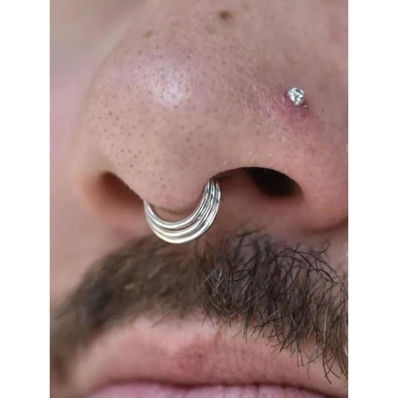

Fashion Popular Titanium Steel Three-Layer Five-Layer Nasal Septum Nose Ring Earrings Cochlear Ring Piercing Jewelry Gold Five-Layer Inner Diameter 10 mm