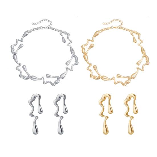 Irregular Choker Earrings Women Alloy Chunky Choker Special Shape Punk Necklace Earrings Gift for Wife Girlfriend Party Hip Hop Accessories