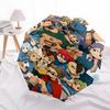 1pc Captain Tsubasa Automatic Folding Outdoor Umbrella - Portable Tri-Fold Design with 8-Rib Iron Frame, Perfect for Fans, Travelers, Daily Use,