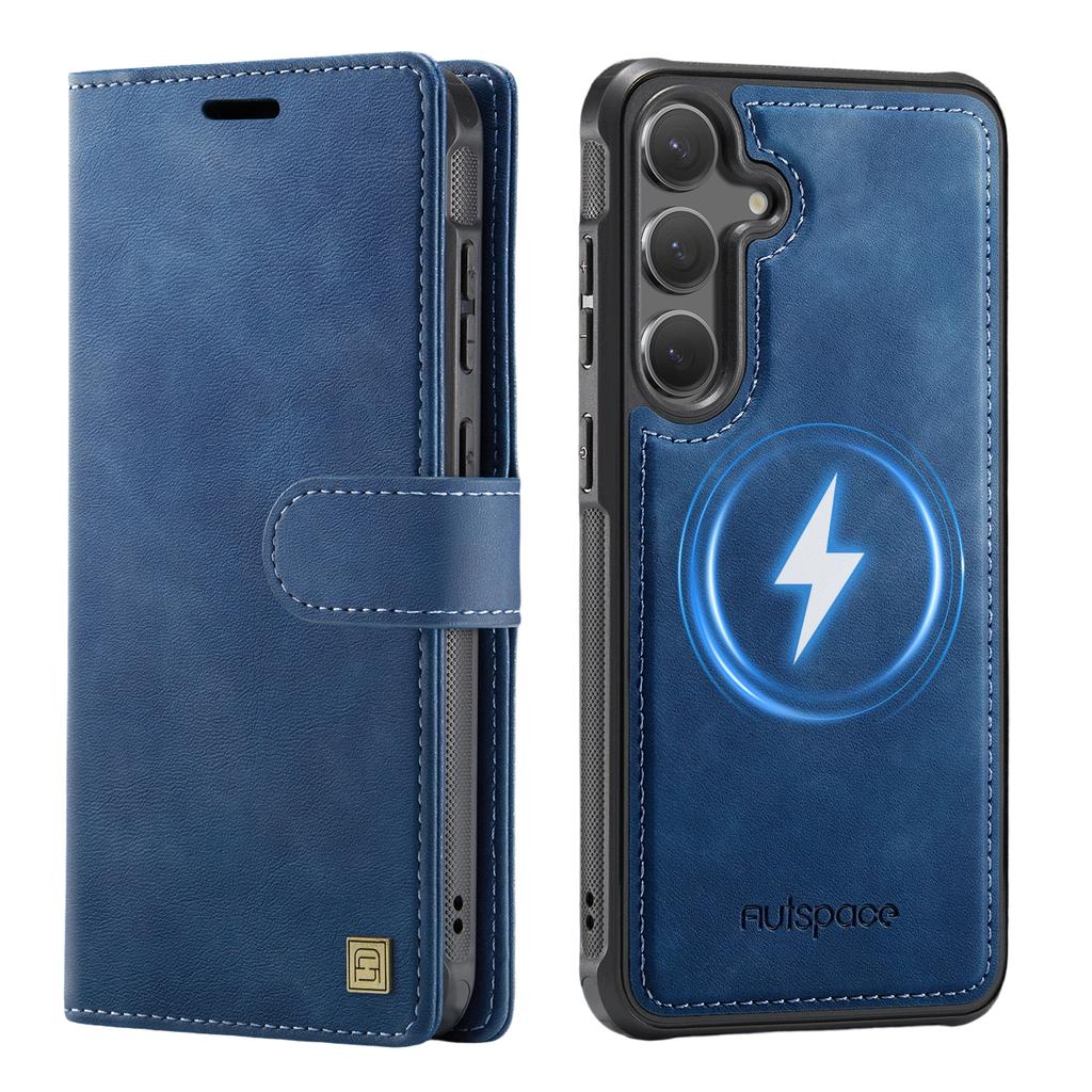 AUTSPACE A05 For Samsung Galaxy S25/S24 Case Wallet Stand Detachable Leather Magnetic Phone Cover