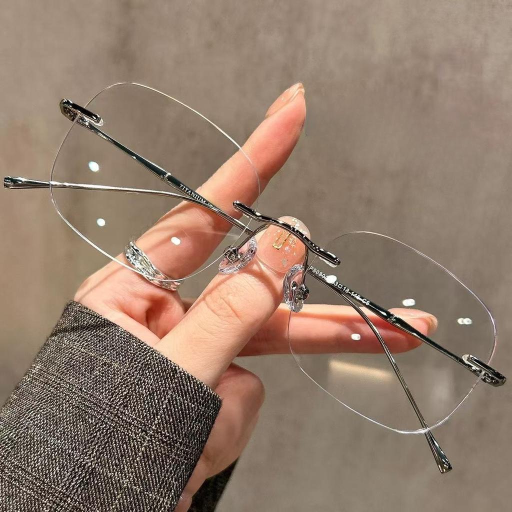 Rimless Glasses for Women with Myopia Can Be Matched with Ultra-light Titanium Frame Anti-blue Light Glasses Frame