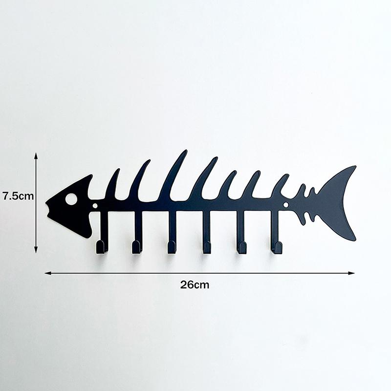 Gancio da Parete in Metallo con Design a Scheletro di Pesce, Decorazione da Parete per Riporre le Chiavi, Porta Chiavi da Ingresso, Decorazione per la Casa