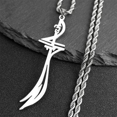 Espada Árabe Acero Inoxidable Saudí Islámica Musulmana Zulfiqar Espadas del Imam Ali Collares para Hombres Accesorios del Islam Regalo Joyería 656