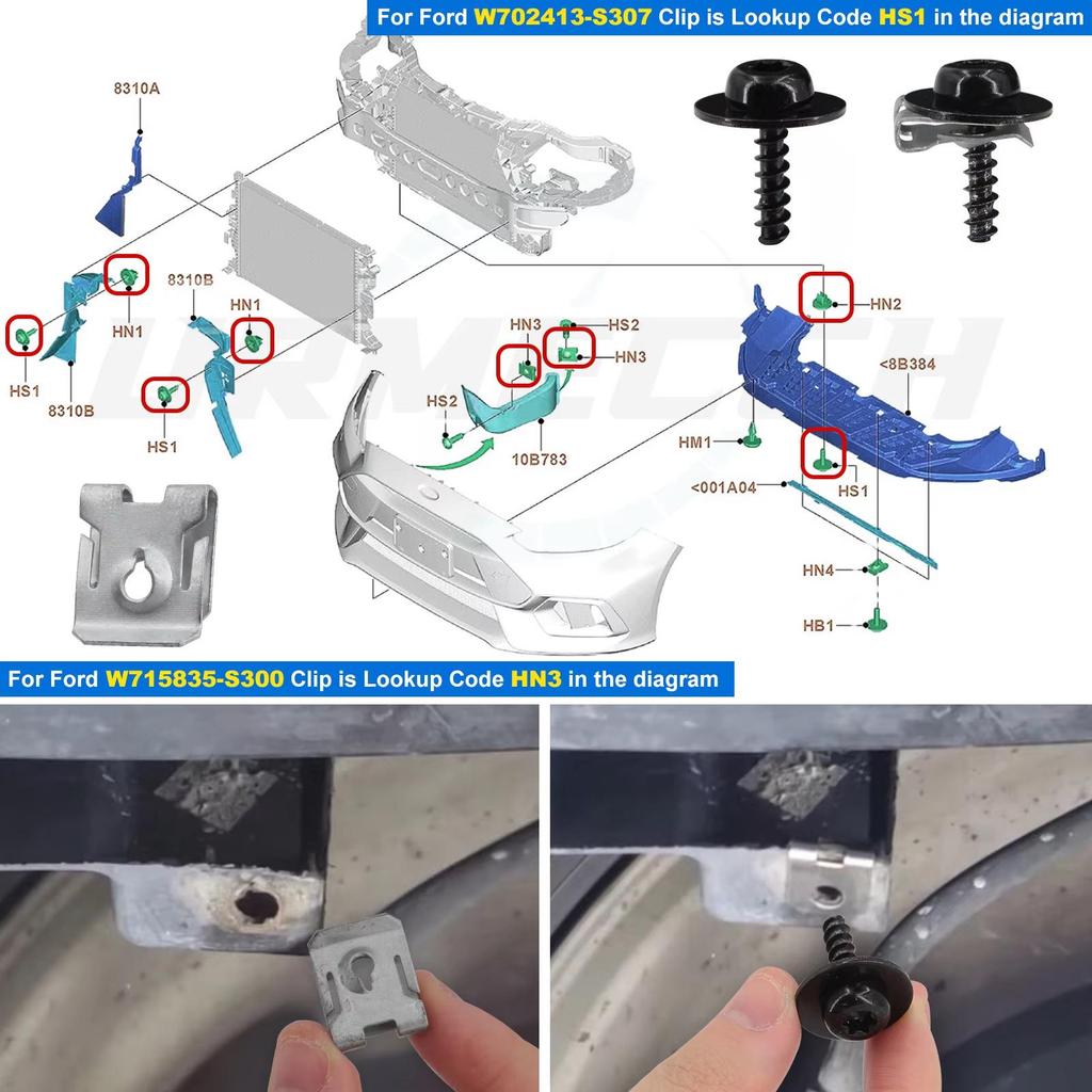 Juego de 130 Piezas de Sujetadores para Salpicadera y Guardabarros de Ford Focus Lincoln