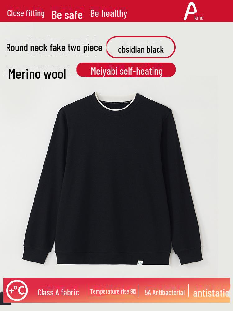 A-type Men's Thick Warm Wool Velvet Two-in-One Long Sleeve Shirt for Autumn/Winter