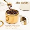 10oz Sugar Jar 304 Stainless Steel Seasoning Container with Clear Glass Lid&Spoon Multifunctional Pot for Salt Candy Coffee Bean