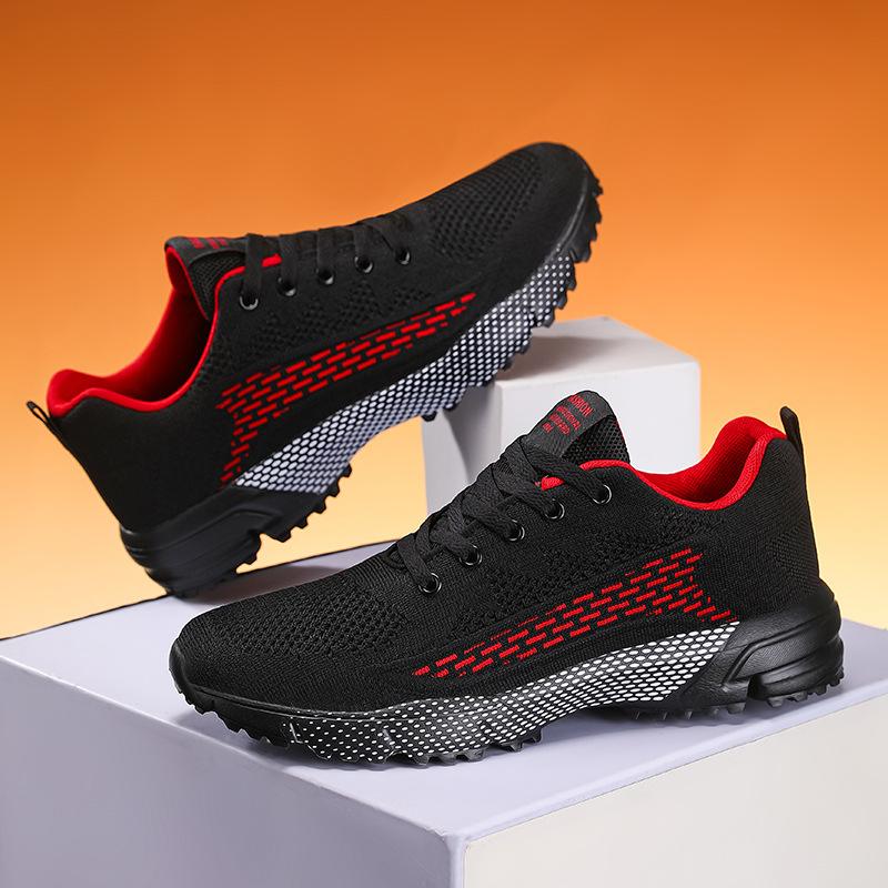 Large size spring men's and women's sports shoes off-road running shoes breathable and lightweight fly-woven mesh shoes couple running shoes