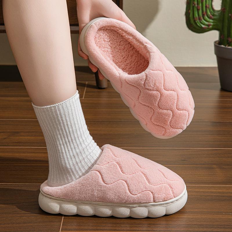 Fashion Winter Short Plush Warm Women's Cotton Slippers Indoor Home Casual Slides Autumn Non-slip Men Comfortable Slippers