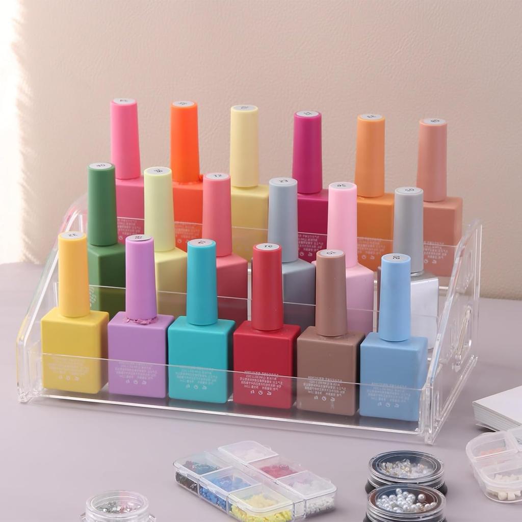Nagellack-Organizer Klarer Acryl-Brillen-Displayhalter Ätherische Öl-Aufbewahrungsregal Make-up-Ständer-Tablett - 3-lagig