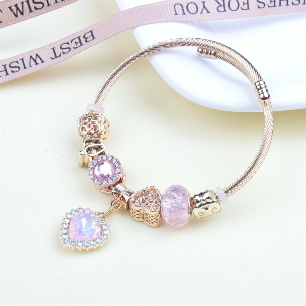 Beaded Bracelet Bangle Multi Element Stainless Steel Copper Alloy Open Spring Snake Bone Chain
