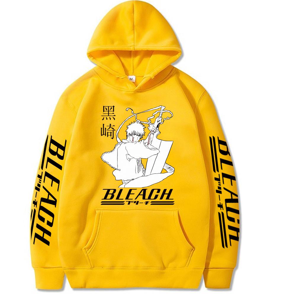 

Аниме Блич Куросаки Ичиго Графический Принт Толстовка с Капюшоном Мужская Женская Горячие Манга Худи Повседневный Свободный Свитшот Харадзюку Мужская Уличная Одежда 4XL жёлтый