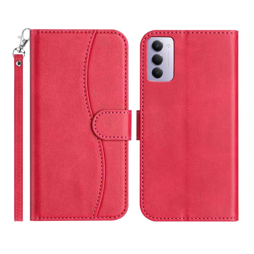 For Xiaomi Redmi 15 4G (EU) (171mm) Stand Case PU Leather Wallet Phone Cover S Shape Stitching Design with Strap