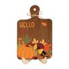 Seasonal Desktop Display Hello Fall Wooden Sign, Cutting Board Shape Autumn Harvest Tabletop Ornament with Centerpiece for Dining Table Hanging Rope &