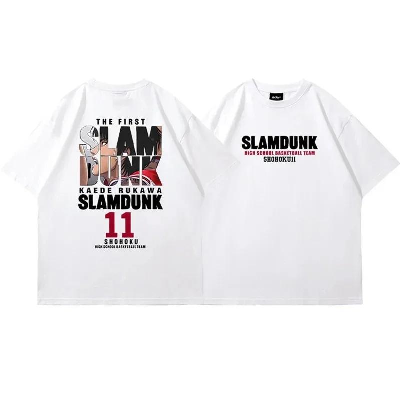 2025 anime Slam Dunk printed T-shirt men's oversized Japanese manganese cotton short sleeve rapid transport 100% cotton