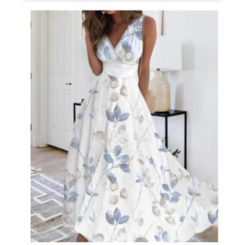JPNTKY Damen Mode Sommer Frühling Ärmellos V-Ausschnitt Freizeitkleider