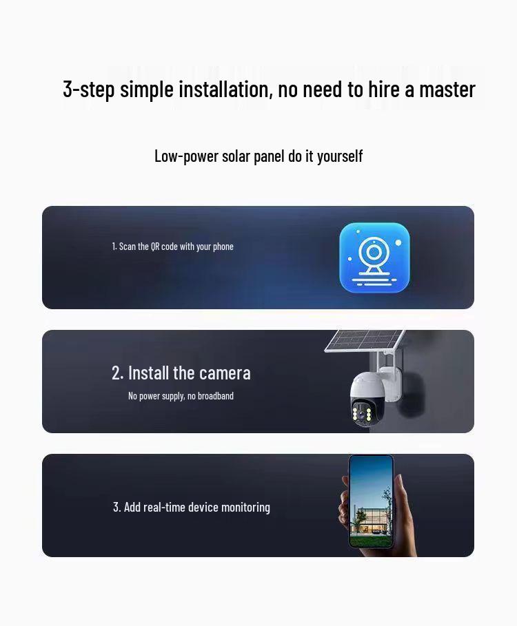 Câmera de Vigilância Solar 360° com Visão Noturna a Cores, Rastreamento Inteligente, À Prova d'Água - Modelo A3, Frete Grátis